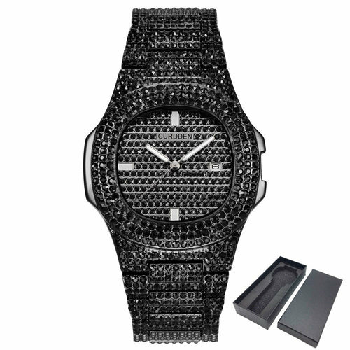 PULSAR Black Iced Out Watch for Men | Bold Luxury Hip Hop Timepiece
