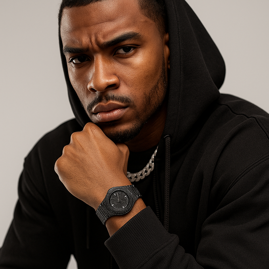 PULSAR Black Iced Out Watch for Men | Bold Luxury Hip Hop Timepiece